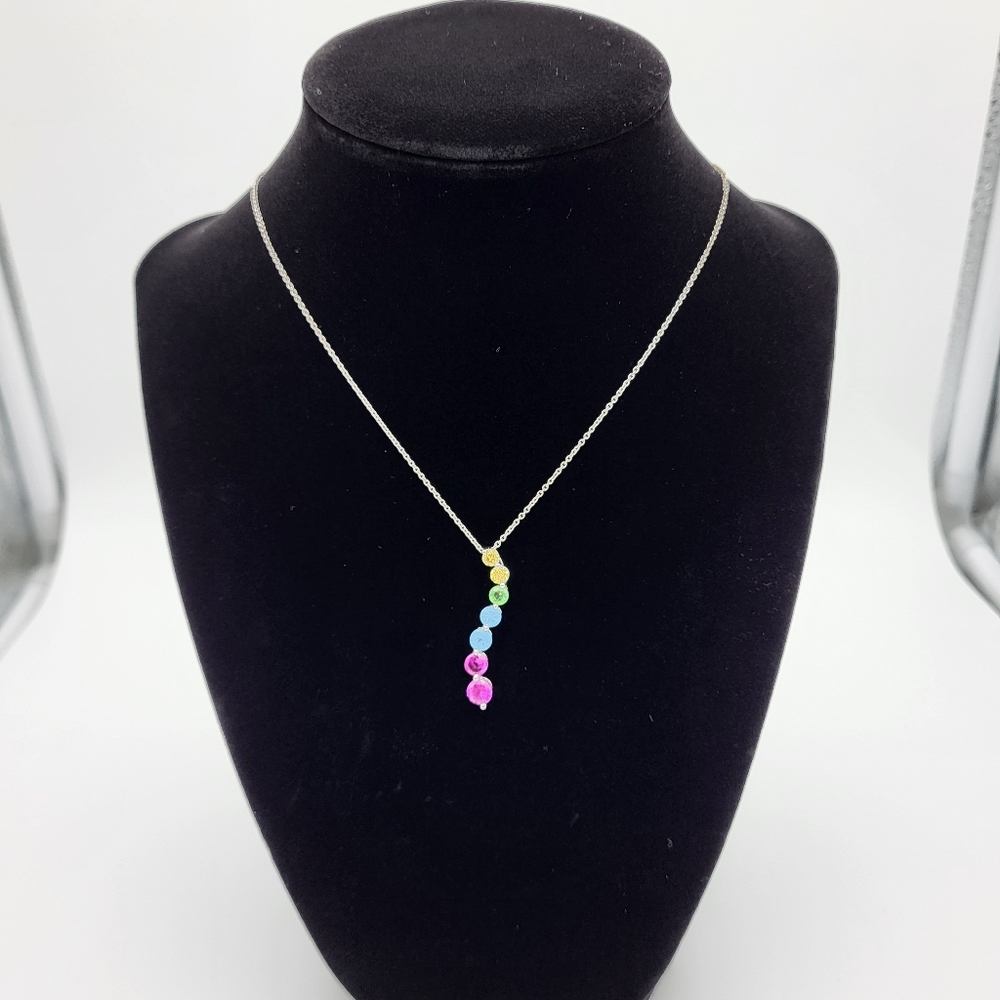925 silver necklace with beautiful crystal stones - Picture 2 of 3